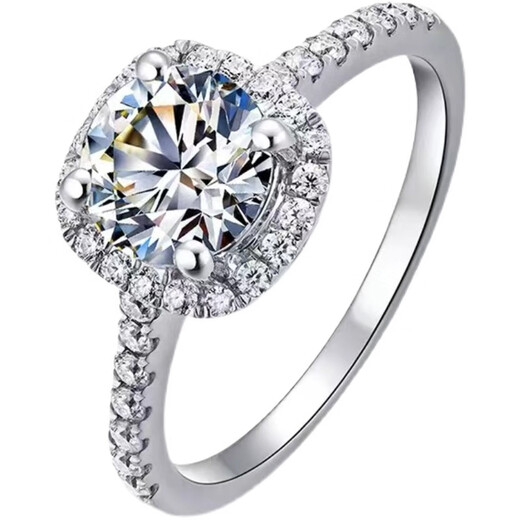 Fat Donglai's same style palladium ring, moissanite diamond ring for women, pillow-shaped surround, 1 carat, classic square bag, simple size 1, size 7 x D-E/extremely white x 1 carat LC/flawless under the mirror