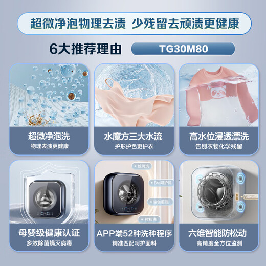 LittleSwan Little Sponge 2.0 Underwear Washing Machine Small Fully Automatic Home 3KG Wall Mount Baby Mini Ultra-Fine Clean Foam TG30M80 Trade-in State Subsidy