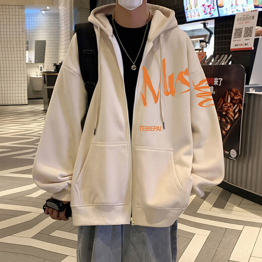 Maoni American sweatshirt jacket for men spring and autumn loose 2024 winter velvet thickened hooded zipper cardigan jacket matcha green main picture XL recommended weight 115-145Jin Jin is equal to about 0.5 kg