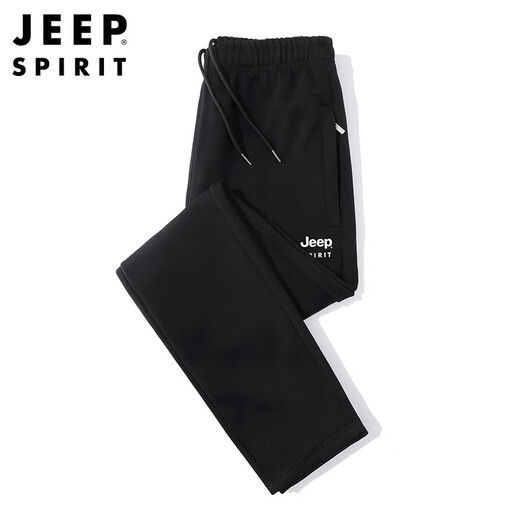 吉普JEEP 运动裤男宽松直筒裤子男春秋季大码休闲裤男士长裤弹力卫裤潮 7027直筒黑色 2XL