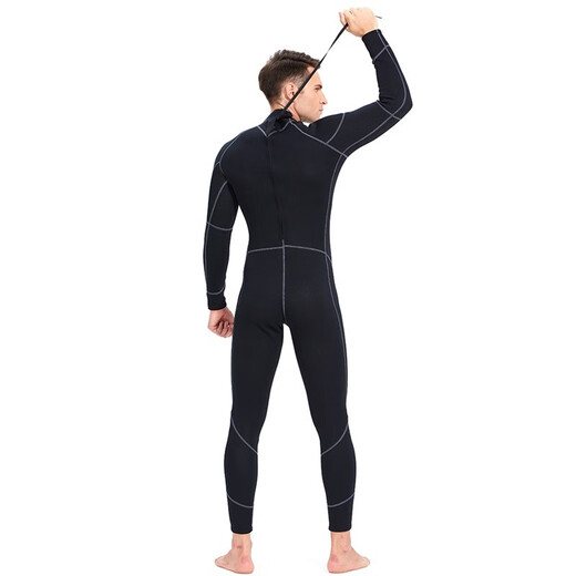 YON SUB one-piece wetsuit 1.5mm men and women winter swimming warm long-sleeved wetsuit snorkeling suit black M