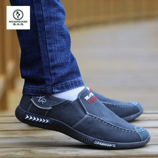 Woodpecker cloth shoes men's old Beijing cloth shoes 2025 summer new breathable non-slip canvas shoes spring and autumn dad casual shoes T 7-20 dark blue foot pedal 39