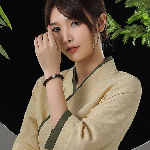 Yanyun Jewelry Boutique 8mm Huanghuali Bracelet Genuine Turquoise Tiger Spot Bracelet with Buddhist Beads for Men and Women