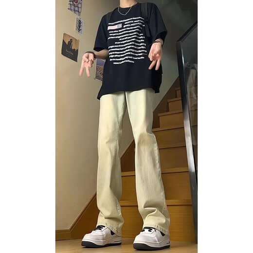 
Huafeng Yino jeans men's autumn slim straight pants American trendy brand retro new style high street light bulb vibe casual pants men Du Dada 686 retro blue 2XL 140-155 Jin [Jin equals 0.5 kg]