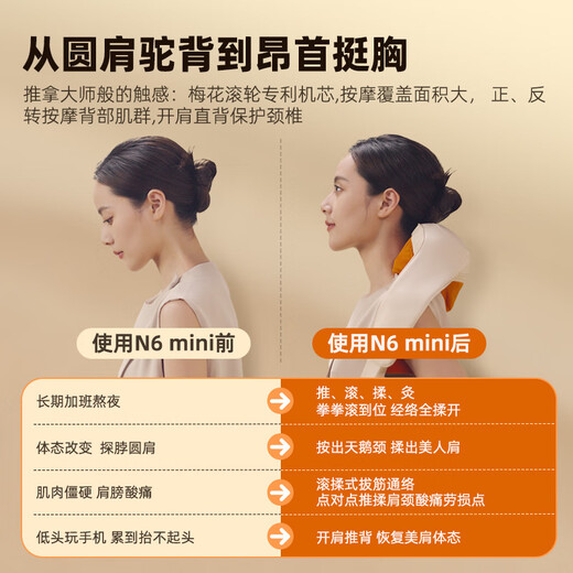 Breo N6mini Gold Pushing Hands Cervical Massage Instrument Massage Shawl Shoulder Neck Massage Instrument Trapezius Legs Waist Neck Same Style as Sun Yingsha Practical Birthday Gift