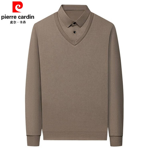 
Pier Cardin brand pure cotton comfortable skin-friendly long-sleeved T-shirt men's spring and autumn casual lapel fake two-piece lapel POLO base shirt black 17084A