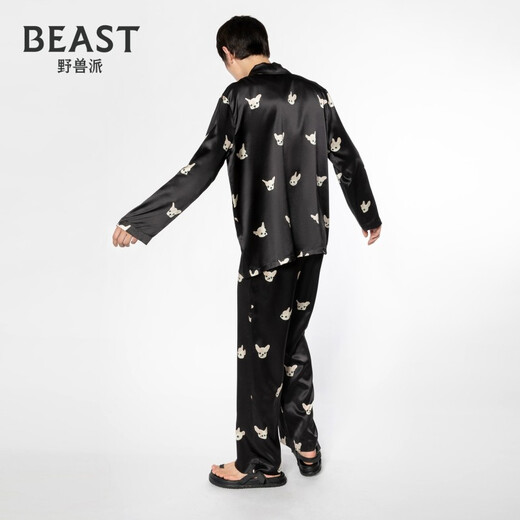 Brutalist Brutalist Star Same Style Couple Pajamas 22 Mommy Little Dog Silk Pajamas Home Clothes Birthday Gift Men's Long Sleeve Pants Suit XL