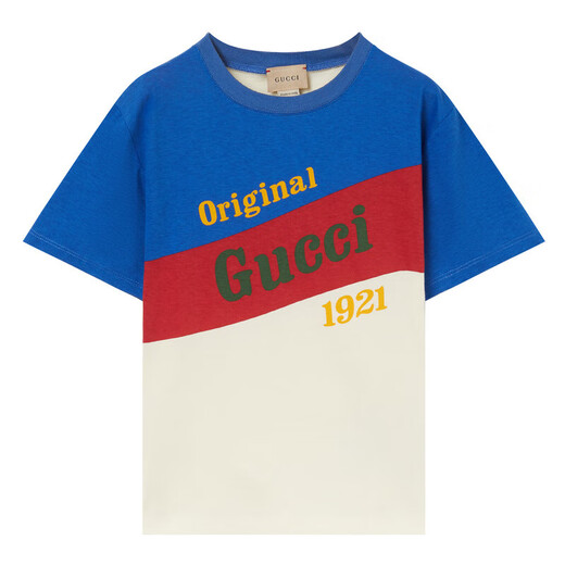 GUCCI Girls printed round neck short-sleeved T-shirt ivory white/blue red 575114 XJEY6 9756 M 4/4 years old/104c