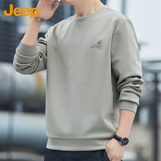 Jeep (JEEP) sweatshirt men's autumn and winter round neck long-sleeved T-shirt men's loose casual clothes men's camel XL