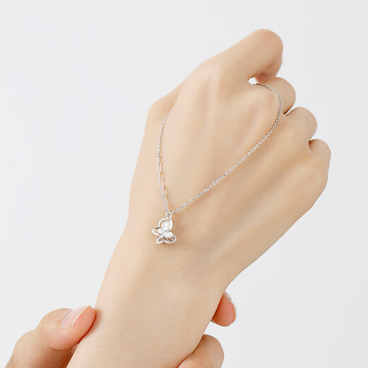 TTMIX Platinum PT950 Necklace for Women Butterfly Pendant Platinum Clavicle Chain Set for Girlfriend 3.8-4.0g