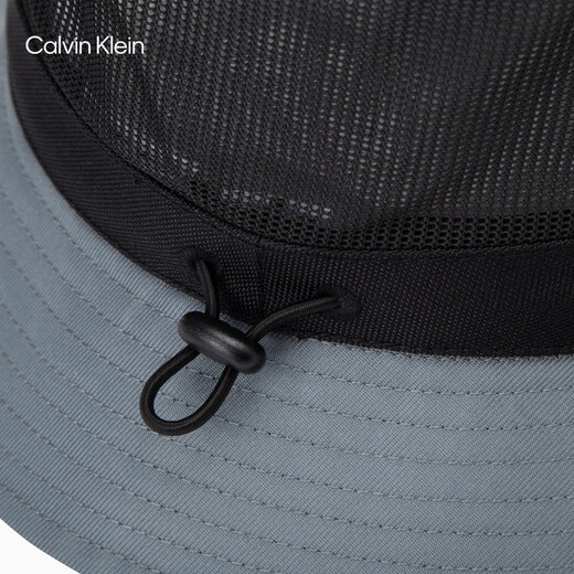 Calvin KleinJeans men and women simple ck mesh splicing adjustment drawstring outdoor fisherman hat gift K510466 PN6-Black and gray splicing One size OS
