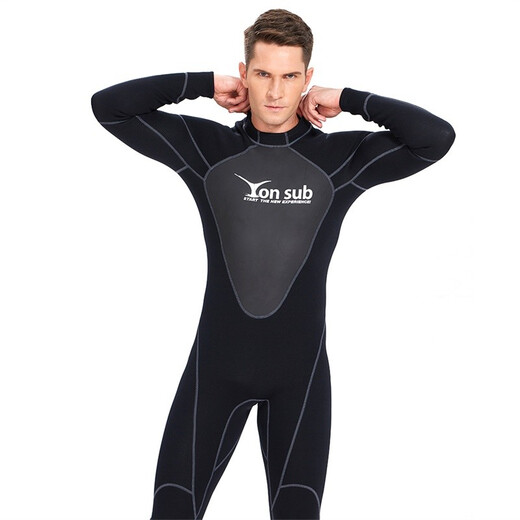YON SUB one-piece wetsuit 1.5mm men and women winter swimming warm long-sleeved wetsuit snorkeling suit black M