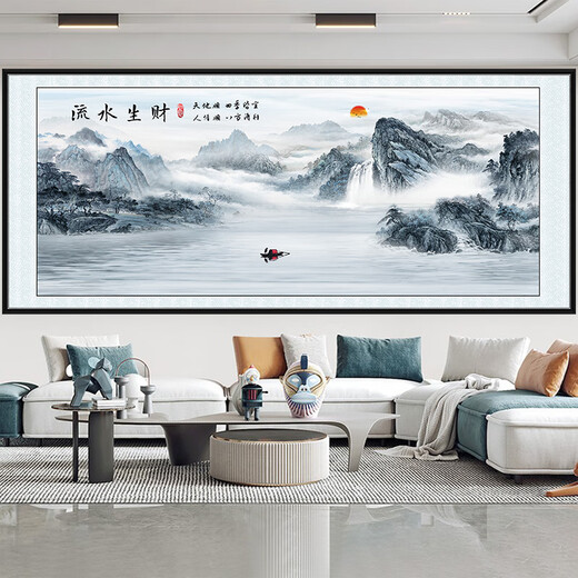 Xichao Landscape Painting Self-adhesive Wall Stickers Living Room Sofa Background Wall Mural Ink Painting Study Bedroom Self-adhesive Stickers Flowing Water Makes Money Type A Type A Length 140cm x Width 60cm