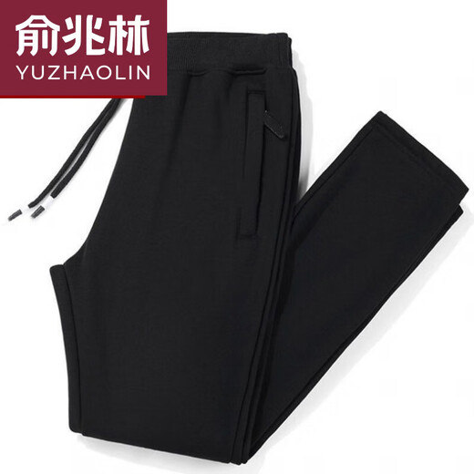 俞兆林春秋季弹力裤子男纯棉休闲裤男士宽松大码休闲运动裤中年直筒长裤 深灰色 4XL 150-170斤