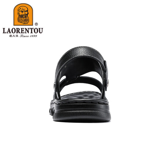 Chaussures de plage de la tête de la tête de vieil (Laorentou) Chaussures de pantoufles de couches de vache de vache de vache et de deux sandales extérieures LT12033 Brown 38