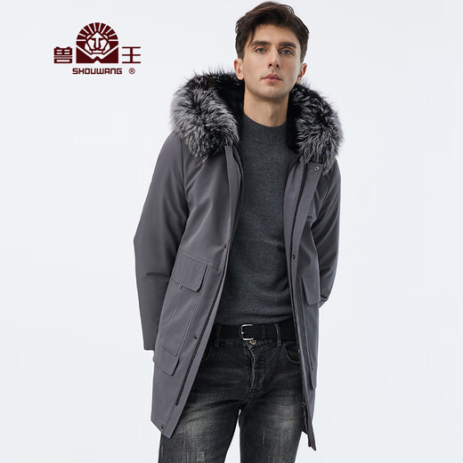 Beast King Park Superando hombres Haining Fur Coat Fox For Collar de piel Menora Rabbit Fur Inner Liner Inner Autumn and Winter Medium Longitud más terciopelo.