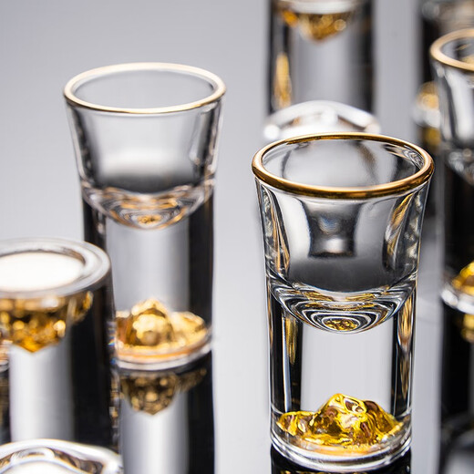 Luxury Flowers Creative Jinshan gold foil white wine glass crystal glass wine dispenser home set one cup bullet cup small wine cup 1 piece Jinshan 10ml white wine glass