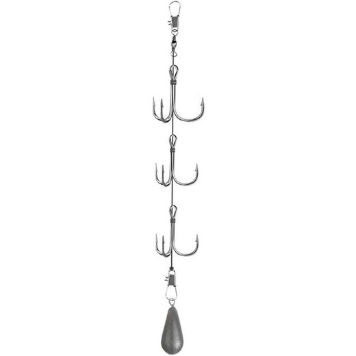 String hook line set new anchor fish hook silver carp and bighead carp string hook line set three hooks three claws anchor hook set eight claw hook extra large anti-hook anchor hook 1 set [water drop lead pendant 50g]