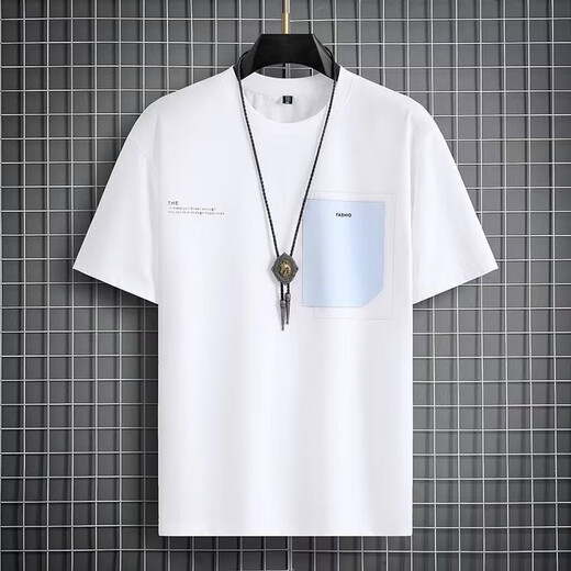 Mu Zangba short-sleeved T-shirt for men's summer thin ins printed half-sleeved round neck T-shirt for men's slim body half-sleeved top 829 white 2XL (140-155)Jin[Jin equals 0.5 kg]