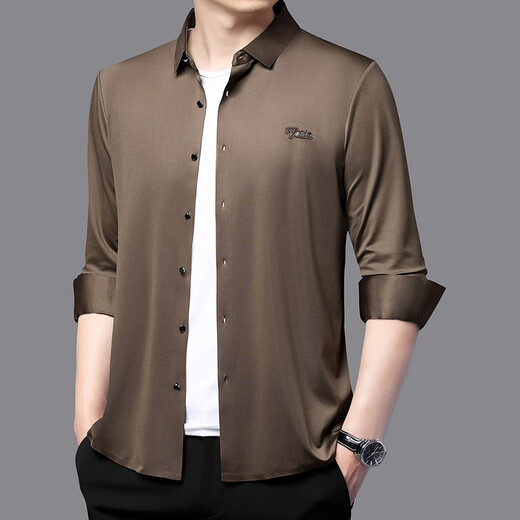 Hengyuanxiang de la nouvelle chemise de soie de mûrier pour le printemps et automne à manches longues et à manchette à longue manche à longue manche à longues manches,