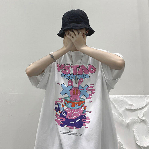 Fanglu se encuentra con la camiseta de la manga de siete cuartos hombres insentados de la marca Hong Kong pareja la ropa suelta a media altura de verano de verano de gran tamaño de moda National Body 694 Black One Size Collection Priority Envío de prioridad