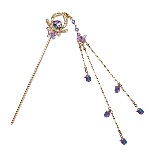 Qianbaolai ancient style hairpin fairy style retro step shake Hanfu accessories hairpin women's hairpin daily simple Chinese style tassel hairpin blue fairy hairpin