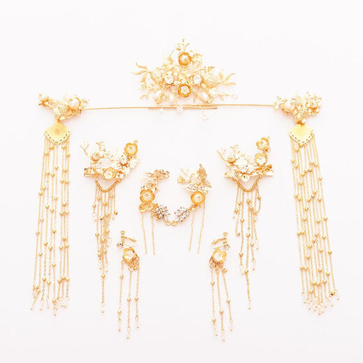 Rongxia Hanfu hair crown for women, ancient style headdress, full set of ancient costumes, fairy style, tassels, rocking wig and hairpin, nine-piece set of the same style as the model