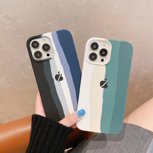 布诺林苹果14手机壳iPhone14promax彩虹液态硅胶13/12/11全包防摔678p套 液态硅胶【黑色条纹】 iPhone SE(第三代)