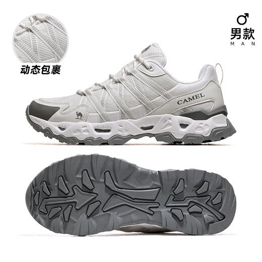 
Camel Qingyan hiking shoes breathable non-slip wear-resistant hiking sports shoes for men in summer 2025 new women's outdoor shoes F14B693073B white gray, men's secret web version 42