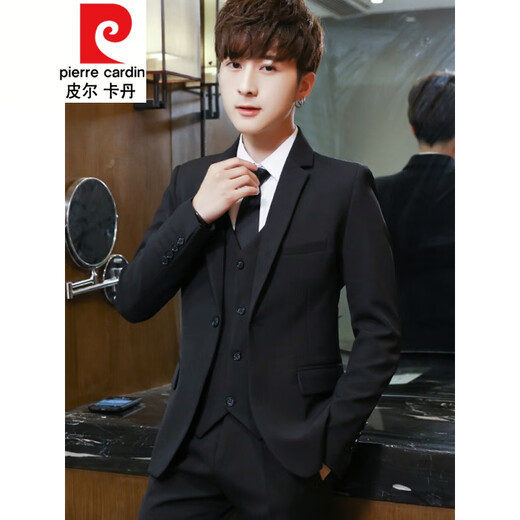 Pierre Cardin six-piece suit for teenagers 12 older children 13 junior high school students 14 boys 16 suits 17 years old host dress 725 navy blue (suit + vest + trousers + shirt + 175/XL
