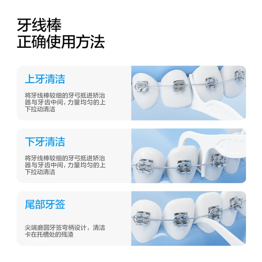 呼吸海洋正畸含氟双线牙线棒 超细牙签线剔牙线矫正牙齿专用 50支