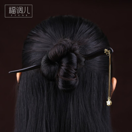 Fu Tiaoer's handmade original silver electric gold star and moon micro-encrusted zirconium diamond design tassel hairpin for women modern hairpin birthday niche gift 1