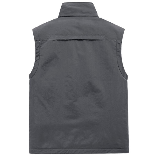 Walking Dragon Men's Velvet Vest Casual Reversible Vest Fishing Photography Vest 1806 Khaki Velvet L (125Jin Jin is equal to 0.5kg -140Jin Jin is equal to 0.5kg)