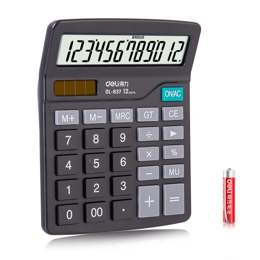 Deli [Super Hot Product] Dual Netzteil leichter Desktop-Taschenrechner 12-Bit großer Leinwand Desktop Computer Office Stationery Stationerie Black 837