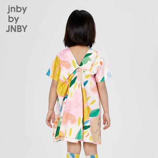 jnby by JNBY new Jiangnan cloth children's clothing short-sleeved A-type dress 24 autumn girls 1O7G12460 690/mixed powder (batch 1) random pattern 130cm