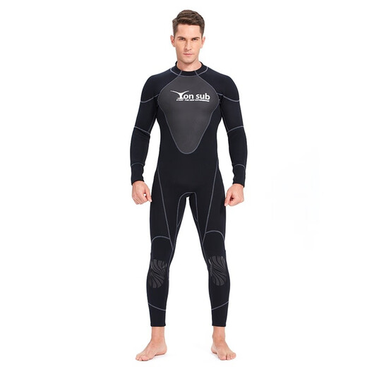 YON SUB one-piece wetsuit 1.5mm men and women winter swimming warm long-sleeved wetsuit snorkeling suit black M