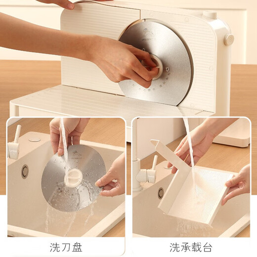 GOSSOO meat slicer, household semi-automatic mutton roll slicer, fat beef barbecue, fruit and vegetable slicer, meat cutting tool, foldable (1-15mm adjustable), upgraded flagship version丨with feeding tray