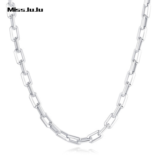 Miss JuJu platinum necklace men's pt950 white gold thick square cross chain domineering men's neck chain weight 22.07g length 56cm thick 4.0mm M buckle