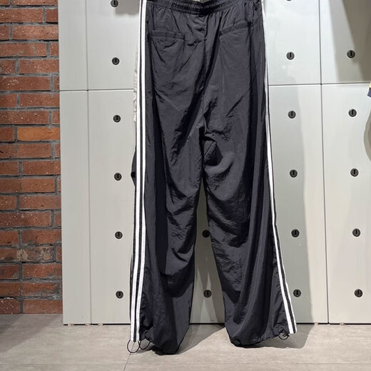 阿迪达斯（adidas）三叶草男裤2025夏季新款休闲裤梭织透气直筒裤长裤工装运动裤 JW9896黑白 三条纹 XS