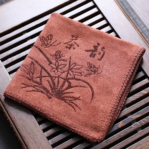 Jingdie 4 pack tea towel thick absorbent tea set accessories cotton and linen coffee table tea table rag pot towel tablecloth tea ceremony 4 pack 2 gray + 2 brown tea charm 30*30cm 400g/