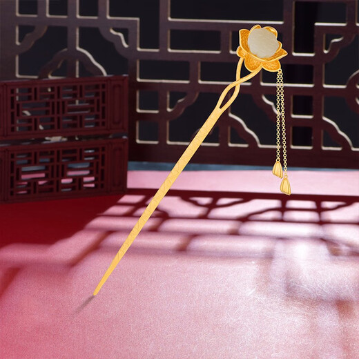 Kamalun (KAMALUN) lotus silver hairpin, ancient style tassels, Hanfu updos, cheongsam hairpin headdress, 520 birthday gift for girlfriend and wife, golden hairpin for girlfriend and wife on Valentine's Day