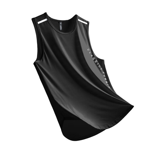 Alen Botun Fitness Vest Men's Ice Silk Running Sports Marathon Track and Field Summer Basketball Sports Training Quick Dry Equipment Black [Running Quick Dry Breathable] L [130-145Jin [Jin equals 0.5 kg]]