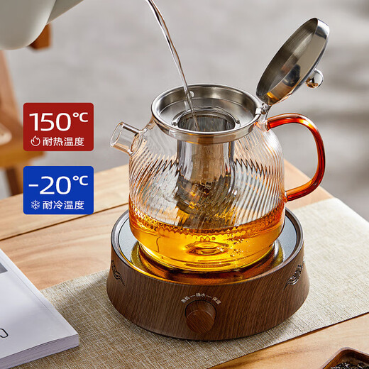 YIHUTEA teapot tea water separation teapot high borosilicate glass teapot kung fu tea set household kettle glass cold kettle 1500ML thickened high temperature resistant stainless steel liner