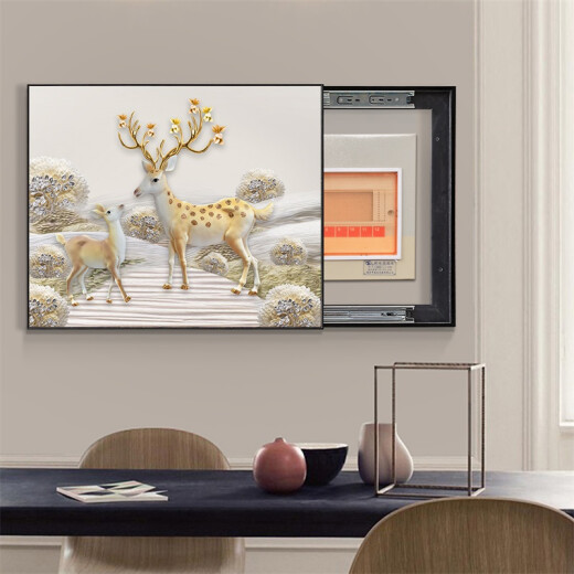 Quanyue (QUANYUE) electric meter box decorative painting distribution box push-pull blocking mural living room hotel hanging painting fortune deer right push type 40*50cm