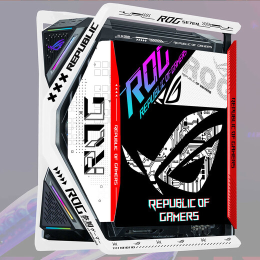 ASUS (ASUS) ROG GR701 Создание Божье дело о снежном случае, дует снежного дела Ева Асука Co-Brened Desktop Case Argb Light Board Полная башня на заказ белый корпус мощный охлаждение водяной охлаждение rog Страна игрока (черно-белое создание God + Light Board)