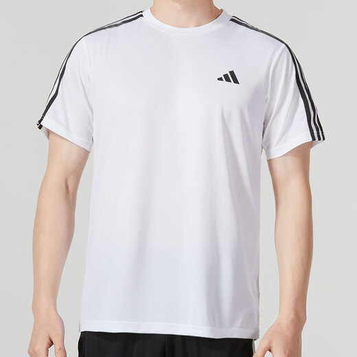 阿迪达斯 （adidas）男装运动套装25夏季新款舒适透气三条纹短袖T恤五分裤短裤两件套 IB8151+IC1484 M/175