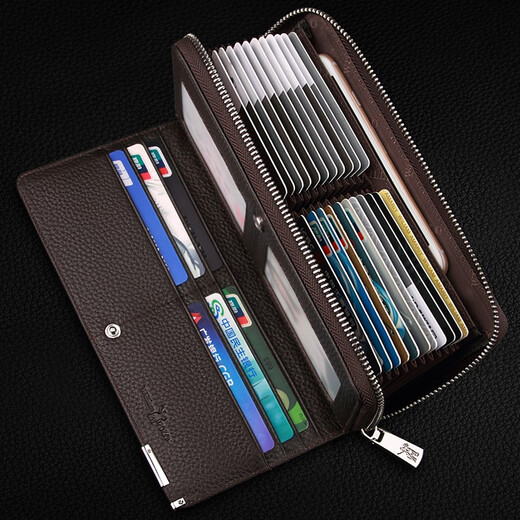 Williampolo Paul Antift Brush Portefeuille Men de vache de vache à longue durée de vache à longue durée de vache à longueur de vache pour hommes Sac à cartes multi-fonctions multi-cartes à carte multi-barre