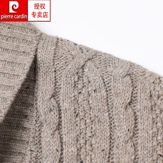 Pier Cardin Marke High-End-Herrenbekleidung Frühling und Herbst Wollmantel mit grünen Obst-Repels für Männer Außenkleidung Pullover dicker Pullover Strickpullover Strickjangel Trendy Strick Schwarz S