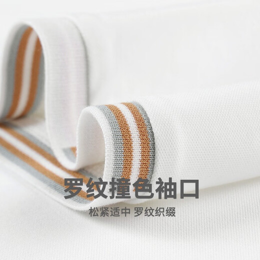 与狼共舞【含桑蚕丝】圆领短袖T恤男2025夏季新款刺绣凉感透气打底短t6623 本白803 S (165)