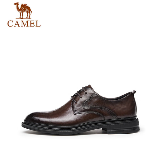 Camel (CAMEL) Derby lightweight and comfortable scratched cowhide business formal men's leather shoes GE12235360 Brown 40